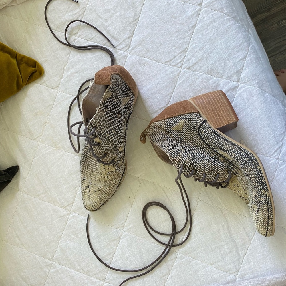 FarylRobin Free People Snakeskin Suede Booties